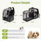 Foldable Expandable Pet Carrier Backpack for Cats & Dogs