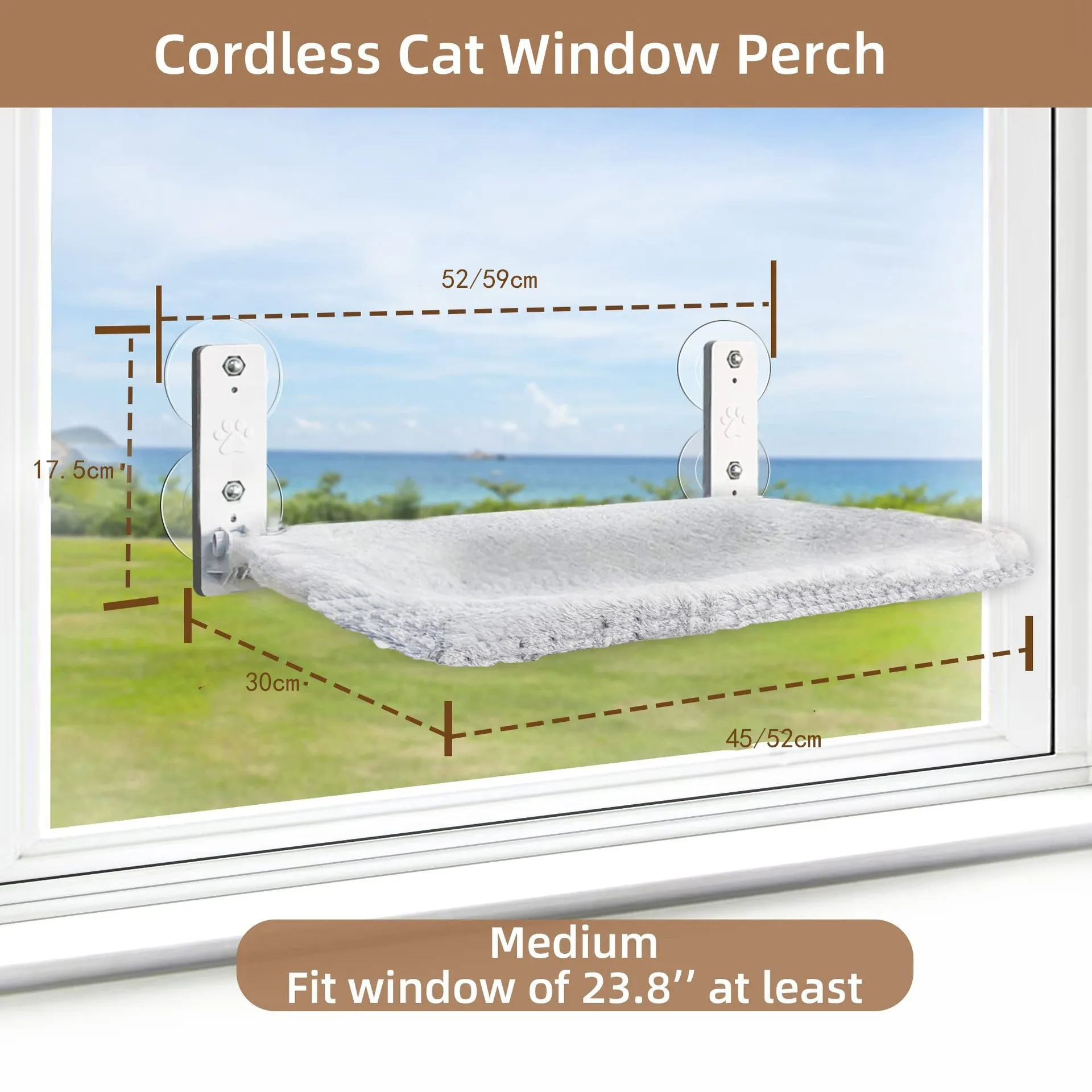 Cordless Cat Window Perch Hammock Bed